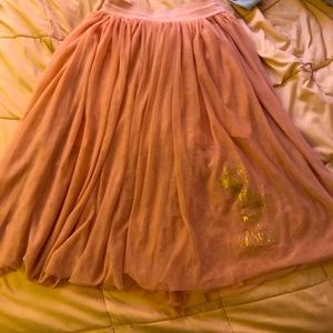 Disneyland Paris RETIRED pink tulle midi skirt with Gold Minnie Mouse Print